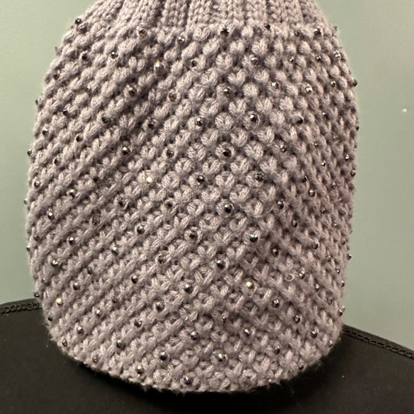 COCO+CARMEN/NWOT/warm and comfy grey hat with pompom rhinestones on front half - Picture 7 of 10